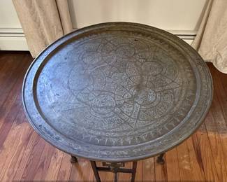Antique Brass Tray Table with Figural Support third image