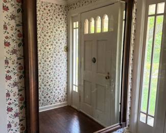 Drexel Heritage Large Walnut Framed Beveled Mirror