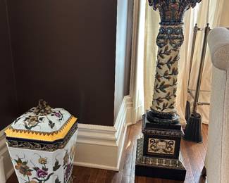 1 of a pair of antique Rorstrand majolica pedestals