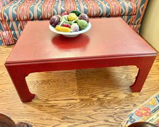 Vintage Baker Furniture Far East Collection Cocktail Table Featuring a Cinnabar Craquelure Finish