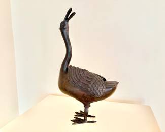 Japanese Bronze Goose Incense Burner