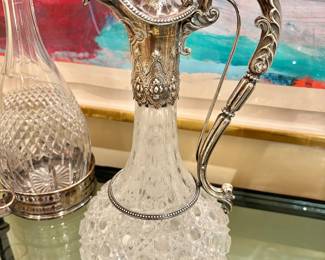 Antique Silver & Cut Glass Wine Claret Jug