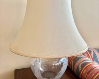 Vintage Lighthouse/Ocean Themed Etched Glass Table Lamp