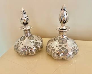 Art Nouveau Silver Overlay Bottles