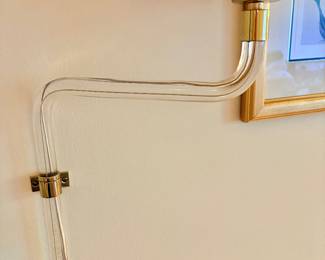 Pair of 1970s Peter Hamburger Lucite and Chrome Wall-Mounted Wall Sconces