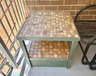 Heavy Wood and Tile Accent Table