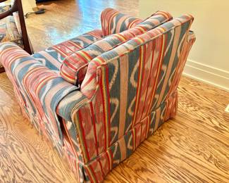 Custom Upholstered Vintage Southwest Ikat Upholstered Club Chair