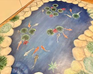 Hand Painted Koi Pond Mat Rug