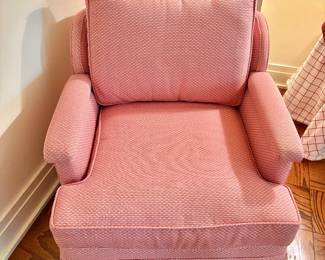 Custom Upholstered Club Chair with Curved Back