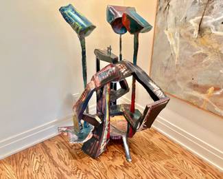 David Kraisler "Cityscape" Painted Steel Abstract Art Sculpture