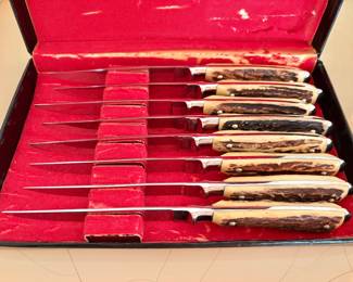 Vinitage Hoffritz Steak Knives with Antler Handles