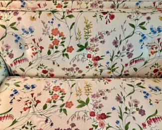 Custom Upholstered, Floral, Tufted Loveseat