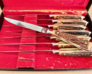 Vinitage Hoffritz Steak Knives with Antler Handles