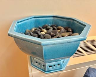 Turquoise Chinoiserie Ceramic Octagonal Planter