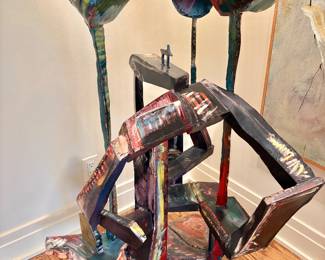 David Kraisler "Cityscape" Painted Steel Abstract Art Sculpture