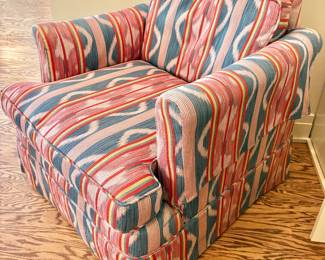 Custom Upholstered Vintage Southwest Ikat Upholstered Club Chair