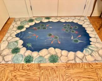 Hand Painted Koi Pond Mat Rug