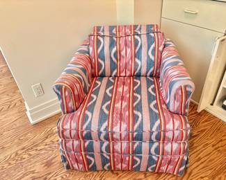 Custom Upholstered Vintage Southwest Ikat Upholstered Club Chair