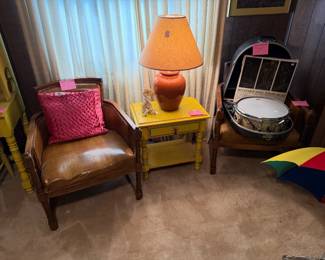 Pair of leather arm chairs