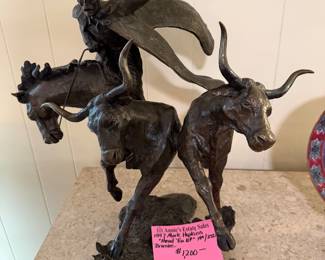 Mark Hopkins Bronze Sculpture "Head em Up" 1997