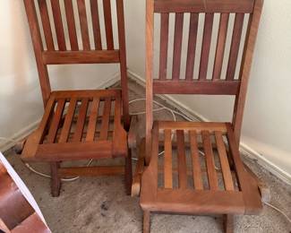 Pair of childs wooden folding chairs
