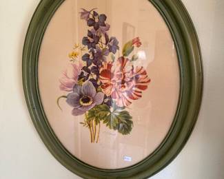Pair of Oval vintage framed art