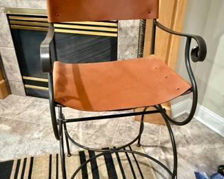 Leather and iron bar stool - heavy!  We have 4