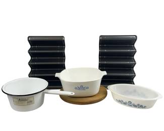 Vintage Pyrex Cornflower Casseroles Turntable Taco Racks