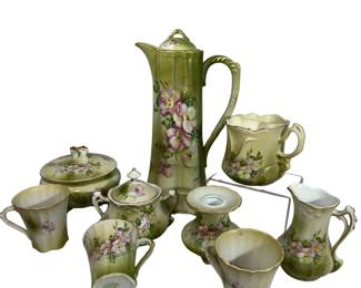 Antique NIPPON Hot Chocolate Pot Set Candleholder Sugar Creamer Biscuit/Trinket