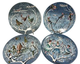 4 Haviland Limoges 12 Days of Christmas Plates 1970s