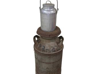 Antique Milk Can With Canister