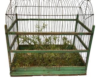 Antique Wood Wire Bird Small Animal Cage BoHo Decor