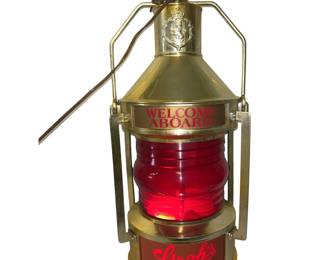 Vintage Strohs Beer Boating Lantern Sign Light Green Red Hanging