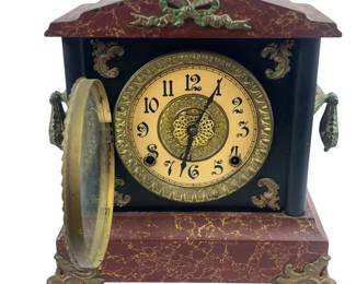 circa 1900 Antique Mantle Clock Brass Works Gilbert? Mechanism Clicks Past 12