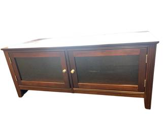 4 Foot Wide TV Base Cabinet Glass Doors