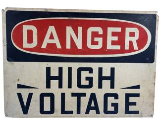 28" Wide Vintage Aluminum Sign Danger High Voltage