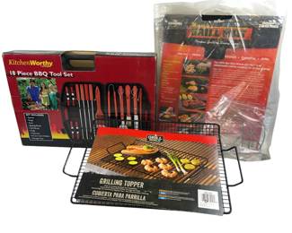 New Grill Topper Tray Grilling Mat BBQ Tool Set