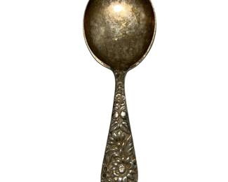 Antique S Kirk & Son Repousse Sterling Silver Baby Spoon