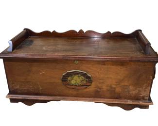 Antique Cedar Chest Ornate Floral Plaque