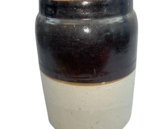 Antique 7.5" Crock Wax Seal Preserves Jar Salt Glaze