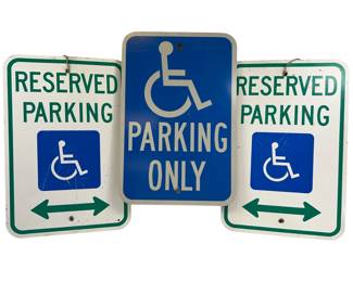 3 Aluminum Handicapped Reserved Parking Signs Reflective 17"