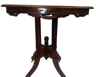 30" High Antique Victorian Eastlake Parlor Hall Table Hand Carved Turned