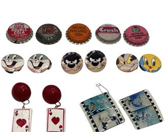 Novelty Vintage Earrings Bugs Bunny Bottle Caps ACE