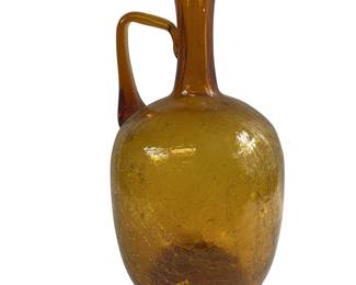 Blenko Vintage Hand Blown Crackle Glass Jug