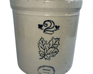 Vintage Western Stoneware Maple Leaf 2 Gallon Pickle Crock