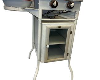 Vintage Castle Sterilizing Cabinet Glass Door Swing Out Arms Porcelain Surface