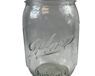 Vintage Antique Large 15 Cup HARP Mason Jar Blue Glass