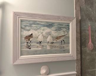 Framed shorebird art