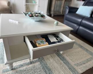 Coastal chic coffee table with one drawer