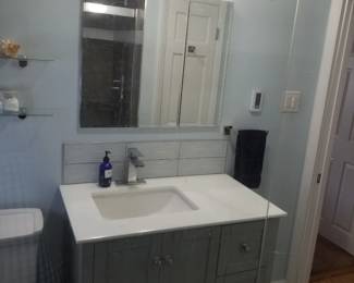 Bath vanity; lights; mirror